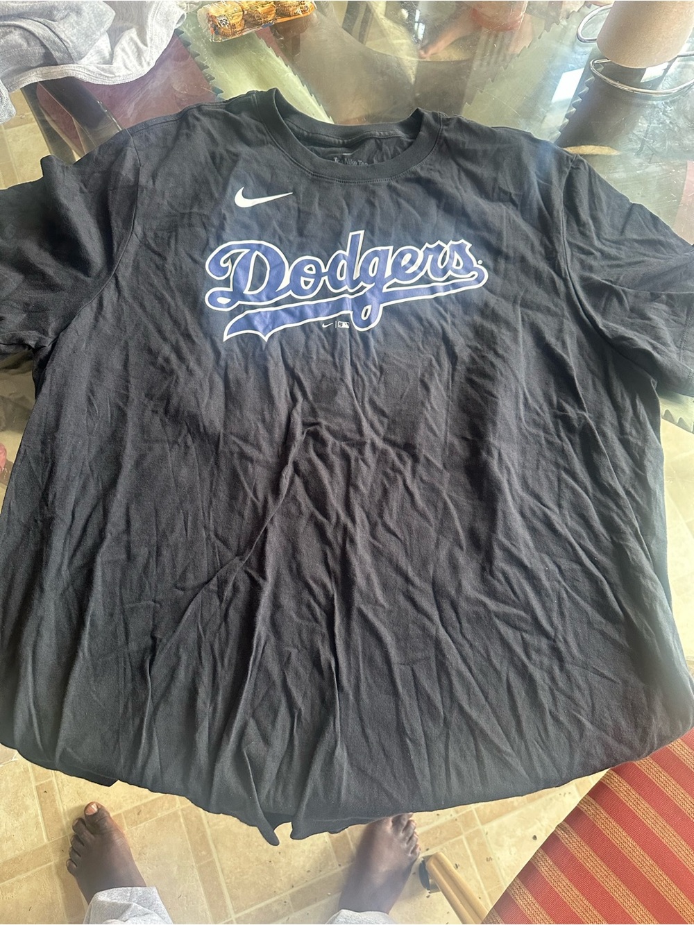 Nike Black T-Shirt with Blue Dodgers Script